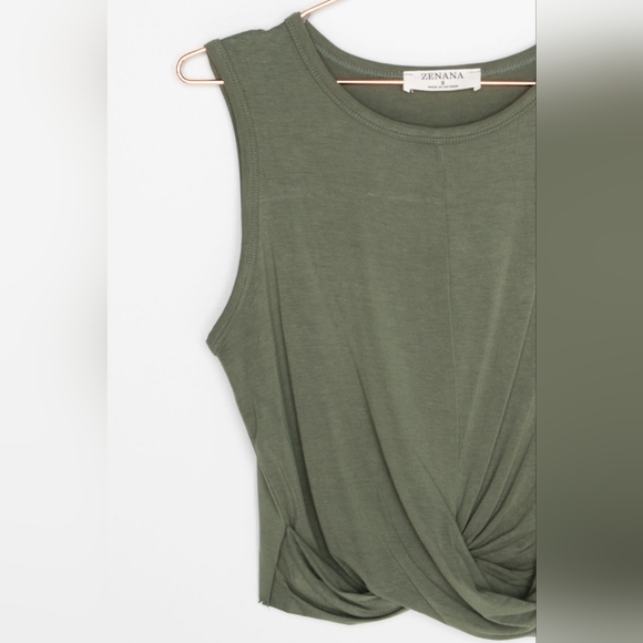 🌻2 for $20 | Zenana Knotted Crop Tank Top - Picture 4 of 15